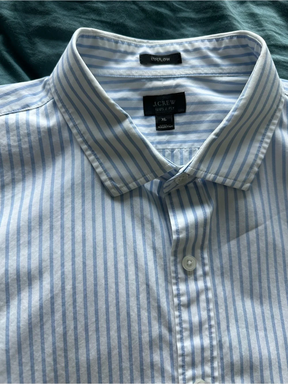 J.Crew Ludlow 120’s 2-Ply Dress Shirt Men’s XL Blue White Striped 100% Cotton